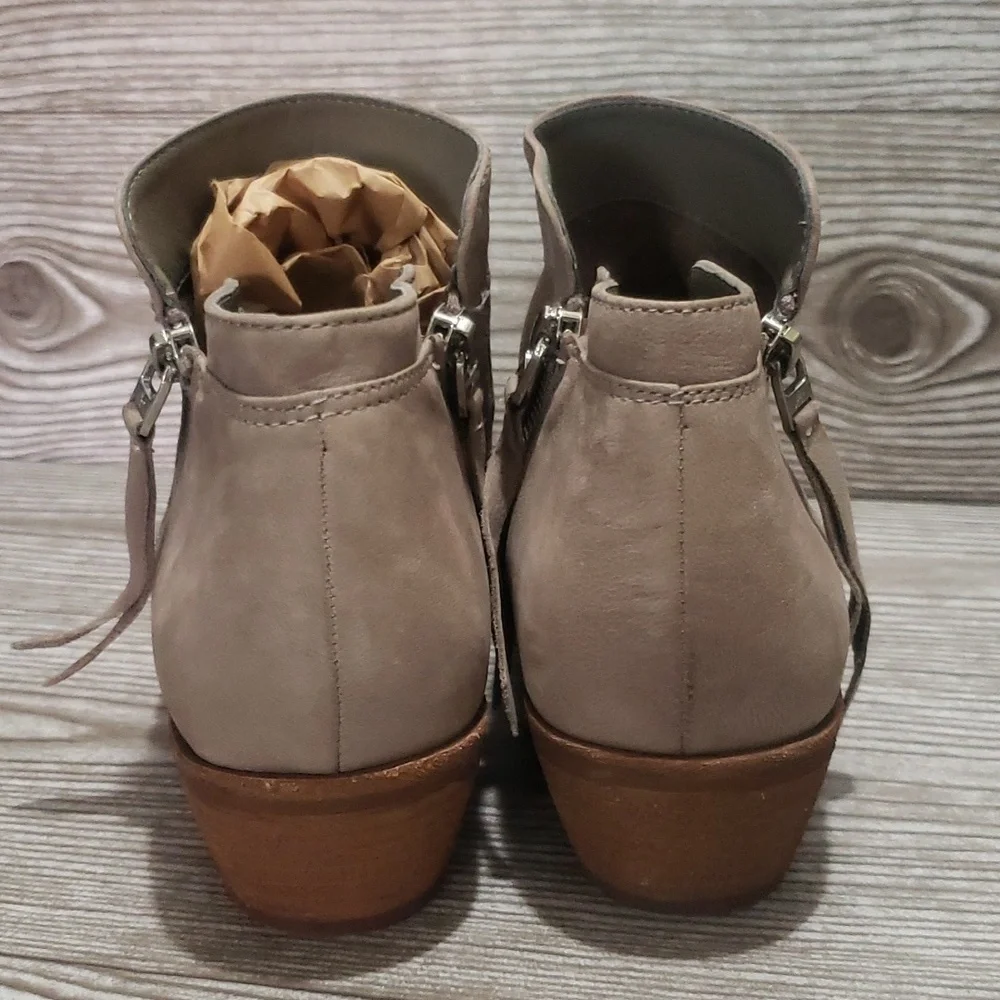 Sam Edelman Parker 8 soft gray leather two zips ankle boots